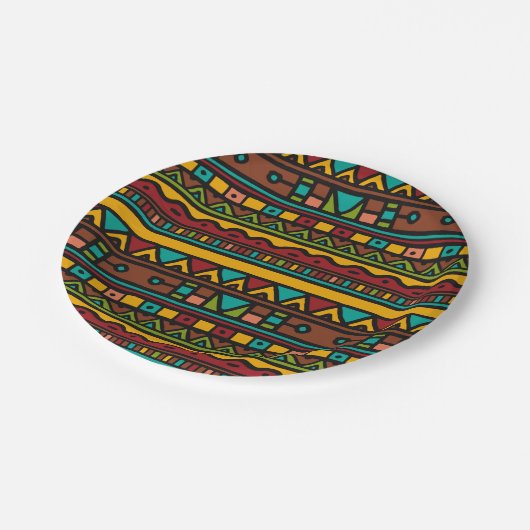 Hand Drawn Tribal Pattern Earth Tones Papieren Bordje (Gekanteld)