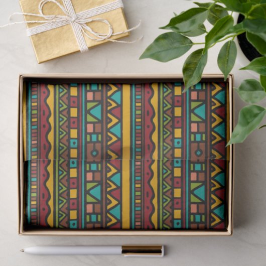 Hand Drawn Tribal Pattern Earth Tones Tissuepapier (Geschenk)