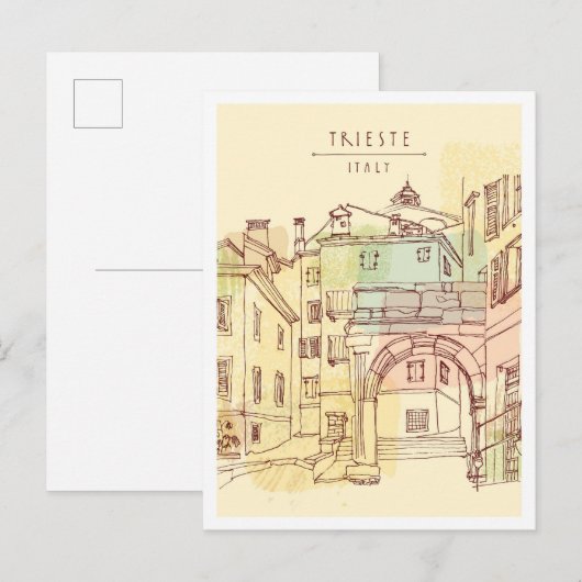 Hand drawn Trieste Italy Landmark Briefkaart (Voorkant / Achterkant)