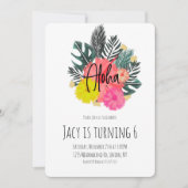 Hand Drawn Tropical Aloha Floral Birthday Kaart (Voorkant)