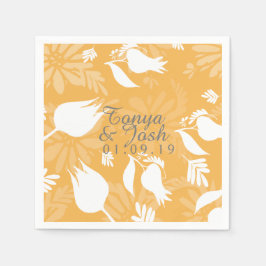 Hand Drawn Tulip Botanical Shadows Weddenschap Servet