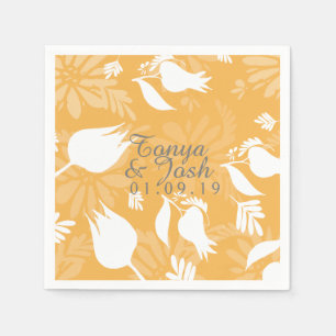 Hand Drawn Tulip Botanical Shadows Weddenschap Servet