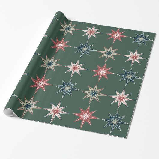 Hand Drawn Twinkle Stars - Holiday Wrapping Paper Cadeaupapier (Uitgerold)