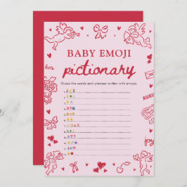 Hand Drawn Valentine Baby Emoji Pictionary Game Kaart