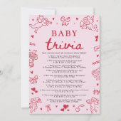 Hand Drawn Valentine Baby Shower Baby Trivia Game Kaart (Voorkant)