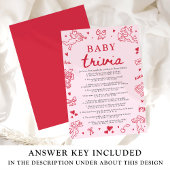 Hand Drawn Valentine Baby Shower Baby Trivia Game Kaart