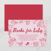 Hand Drawn Valentine Baby Shower Books For Baby Informatiekaartje (Voorkant / Achterkant)