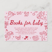 Hand Drawn Valentine Baby Shower Books For Baby Informatiekaartje (Voorkant)