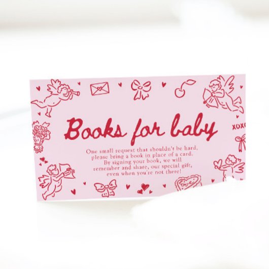 Hand Drawn Valentine Baby Shower Books For Baby Informatiekaartje