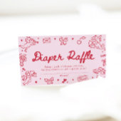 Hand Drawn Valentine Baby Shower Diaper Raffle Informatiekaartje
