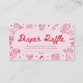 Hand Drawn Valentine Baby Shower Diaper Raffle Informatiekaartje (Voorkant)