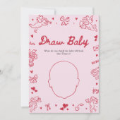 Hand Drawn Valentine Baby Shower Draw Baby Game Kaart (Voorkant)