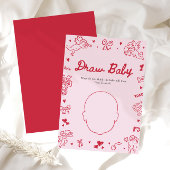 Hand Drawn Valentine Baby Shower Draw Baby Game Kaart
