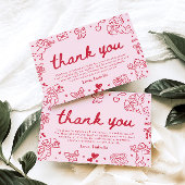 Hand Drawn Valentine Bridal Shower Thank You Card Kaart
