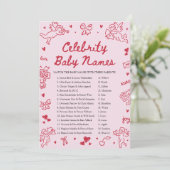 Hand Drawn Valentine Celebrity Baby Name Game Kaart (Staand voorkant)