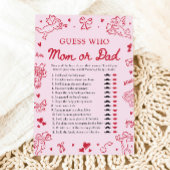 Hand Drawn Valentine Guess Who Mom or Dad Game Kaart
