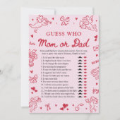 Hand Drawn Valentine Guess Who Mom or Dad Game Kaart (Voorkant)