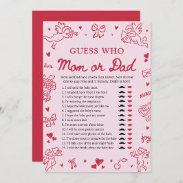 Hand Drawn Valentine Guess Who Mom or Dad Game Kaart