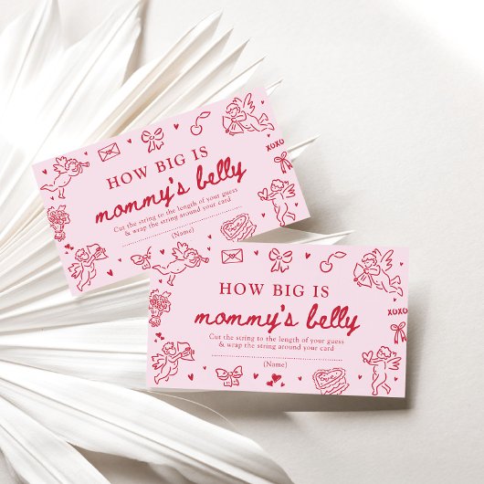Hand Drawn Valentine How Big is Mommy's Belly Game Informatiekaartje