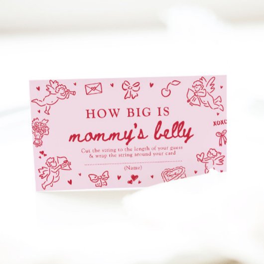 Hand Drawn Valentine How Big is Mommy's Belly Game Informatiekaartje