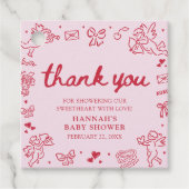 Hand Drawn Valentine Little Sweetheart Baby Shower Bedankjes Labels (Voorkant)