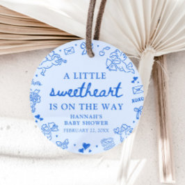 Hand Drawn Valentine Little Sweetheart Baby Shower Bedankjes Labels