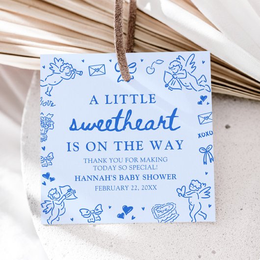 Hand Drawn Valentine Little Sweetheart Baby Shower Bedankjes Labels