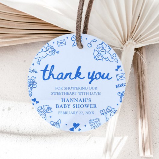 Hand Drawn Valentine Little Sweetheart Baby Shower Bedankjes Labels