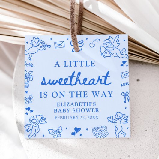 Hand Drawn Valentine Little Sweetheart Baby Shower Bedankjes Labels