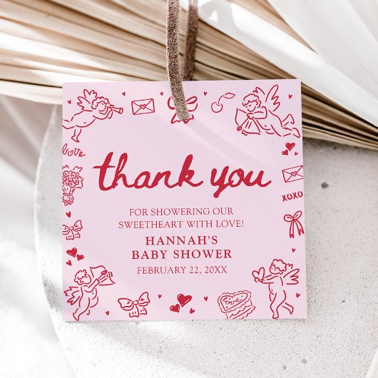 Hand Drawn Valentine Little Sweetheart Baby Shower Bedankjes Labels