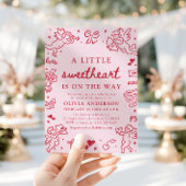 Hand Drawn Valentine Little Sweetheart Baby Shower Kaart