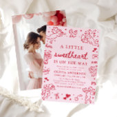Hand Drawn Valentine Little Sweetheart Baby Shower Kaart