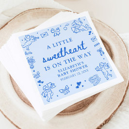 Hand Drawn Valentine Little Sweetheart Baby Shower Servet