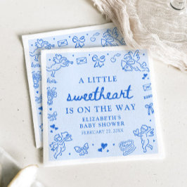 Hand Drawn Valentine Little Sweetheart Baby Shower Servet