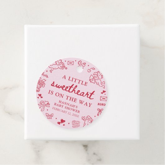 Hand Drawn Valentine Little Sweetheat Baby Shower Bedankjes Labels (In situ)