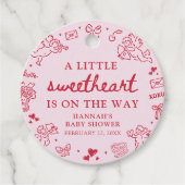 Hand Drawn Valentine Little Sweetheat Baby Shower Bedankjes Labels (Voorkant)