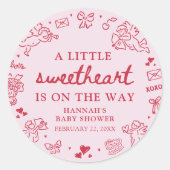 Hand Drawn Valentine Little Sweetheat Baby Shower Ronde Sticker (Voorkant)