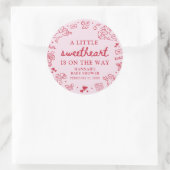 Hand Drawn Valentine Little Sweetheat Baby Shower Ronde Sticker (Tas)
