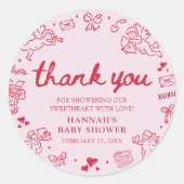Hand Drawn Valentine Little Sweetheat Baby Shower Ronde Sticker (Voorkant)