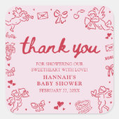 Hand Drawn Valentine Little Sweetheat Baby Shower Vierkante Sticker (Voorkant)
