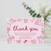 Hand Drawn Valentine Sweetheart Thank you card Bedankkaart (Staand voorkant)