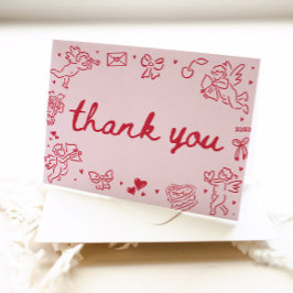 Hand Drawn Valentine Sweetheart Thank you card Bedankkaart