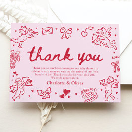 Hand Drawn Valentine Sweetheart Thank you card Bedankkaart