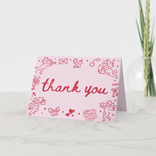 Hand Drawn Valentine Sweetheart Thank you card Bedankkaart (Voorkant)