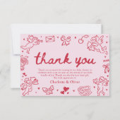 Hand Drawn Valentine Sweetheart Thank you card Kaart (Voorkant)
