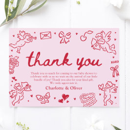 Hand Drawn Valentine Sweetheart Thank you card Kaart