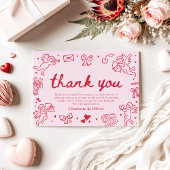 Hand Drawn Valentine Sweetheart Thank you card Kaart