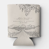 Hand Drawn Vineyard Winery Tuscany Wedding Favor Blikjeskoeler (Achterkant)
