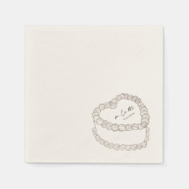 Hand Drawn Vintage Cake Whimsical Wedding Servet