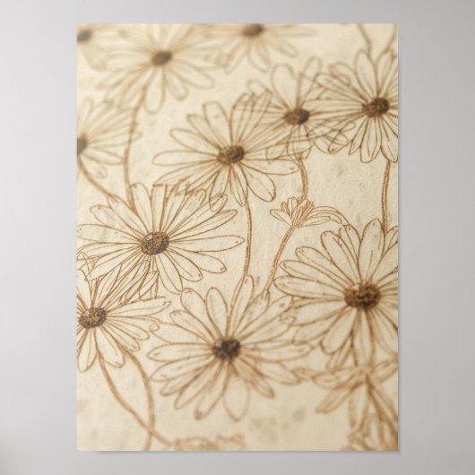 Hand-drawn vintage daisies poster (Voorkant)
